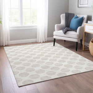 HomeRoots 5' Stylish Ivory and Beige Polka Dot Washable Area Rug for Indoor and Outdoor Spaces, Durable Design 10' X 14' 614910