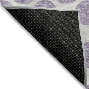HomeRoots 5' Durable Lavender and Ivory Polka Dot Area Rug – Stylish, Washable, Indoor-Outdoor Charm for Homes 8' X 10' 614914