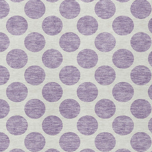 HomeRoots 5' Durable Lavender and Ivory Polka Dot Area Rug – Stylish, Washable, Indoor-Outdoor Charm for Homes 8' X 10' 614914