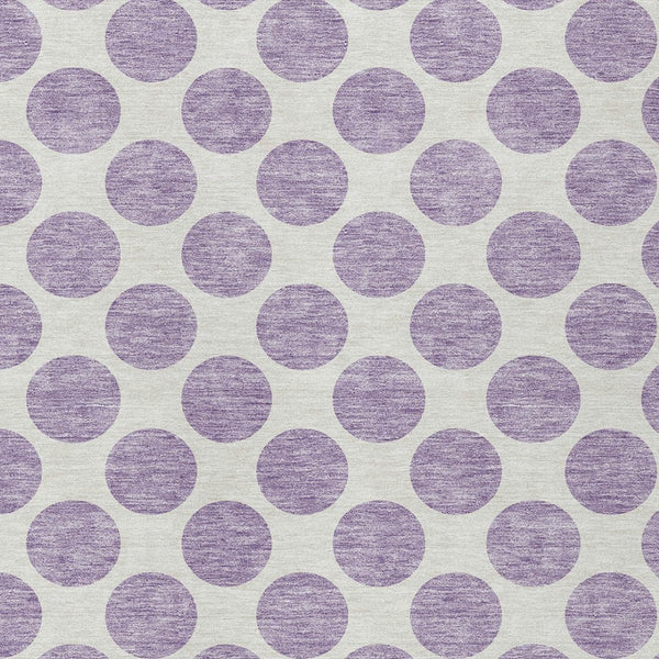 HomeRoots 5' Durable Lavender and Ivory Polka Dot Area Rug – Stylish, Washable, Indoor-Outdoor Charm for Homes 8' X 10' 614914