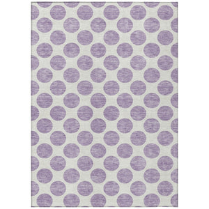 HomeRoots 5' Durable Lavender and Ivory Polka Dot Area Rug – Stylish, Washable, Indoor-Outdoor Charm for Homes 9' X 12' 614915