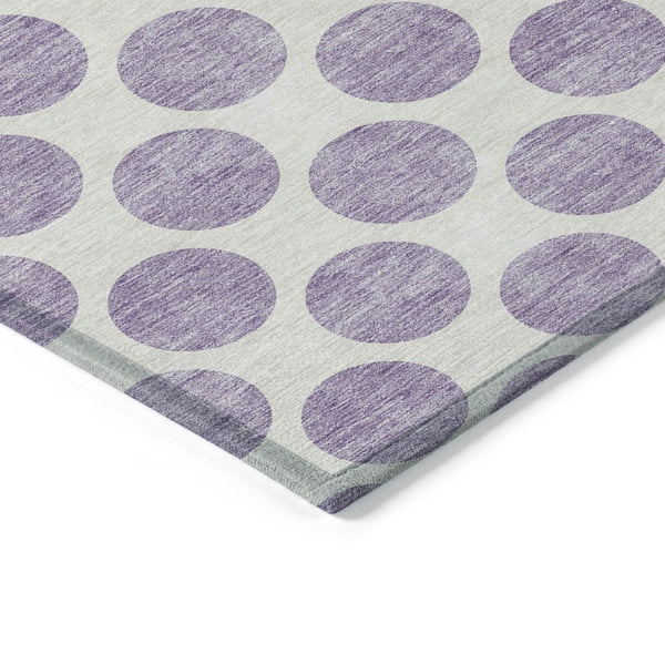 HomeRoots 5' Durable Lavender and Ivory Polka Dot Area Rug – Stylish, Washable, Indoor-Outdoor Charm for Homes 9' X 12' 614915
