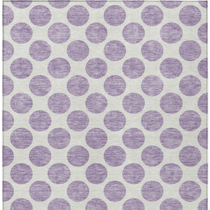 HomeRoots 5' Durable Lavender and Ivory Polka Dot Area Rug – Stylish, Washable, Indoor-Outdoor Charm for Homes 10' X 14' 614916