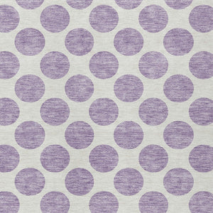 HomeRoots 5' Durable Lavender and Ivory Polka Dot Area Rug – Stylish, Washable, Indoor-Outdoor Charm for Homes 10' X 14' 614916