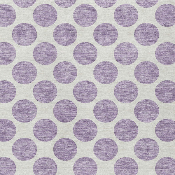 HomeRoots 5' Durable Lavender and Ivory Polka Dot Area Rug – Stylish, Washable, Indoor-Outdoor Charm for Homes 10' X 14' 614916