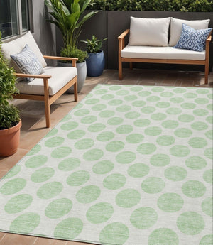 HomeRoots 5' Playful Mint Green and Ivory Polka Dot Area Rug – Durable, Washable Décor for Indoor and Outdoor Spaces 5' X 8' 614918