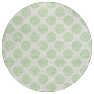 HomeRoots 5' Playful Mint Green and Ivory Polka Dot Area Rug – Durable, Washable Décor for Indoor and Outdoor Spaces 8' Round 614919