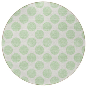 HomeRoots 5' Playful Mint Green and Ivory Polka Dot Area Rug – Durable, Washable Décor for Indoor and Outdoor Spaces 8' Round 614919