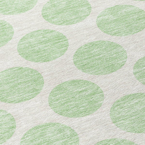 HomeRoots 5' Playful Mint Green and Ivory Polka Dot Area Rug – Durable, Washable Décor for Indoor and Outdoor Spaces 8' Round 614919