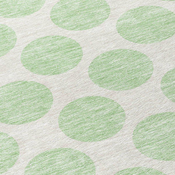 HomeRoots 5' Playful Mint Green and Ivory Polka Dot Area Rug – Durable, Washable Décor for Indoor and Outdoor Spaces 8' Round 614919