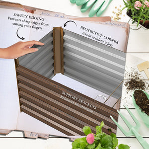 English Elm Outsunny Galvanized Steel Raised Garden Bed with Safety Edging for Herbs and Veggies W2225P174432