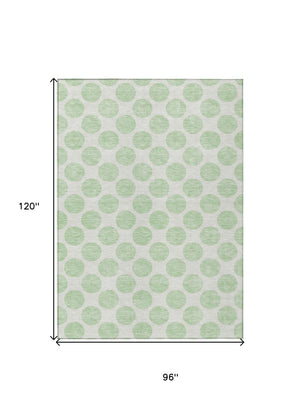 HomeRoots 5' Playful Mint Green and Ivory Polka Dot Area Rug – Durable, Washable Décor for Indoor and Outdoor Spaces 8' X 10' 614920