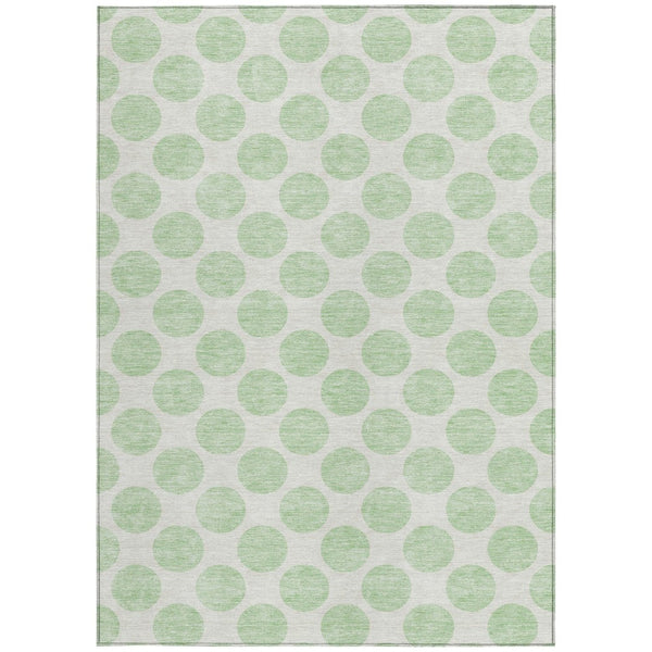 HomeRoots 5' Playful Mint Green and Ivory Polka Dot Area Rug – Durable, Washable Décor for Indoor and Outdoor Spaces 8' X 10' 614920
