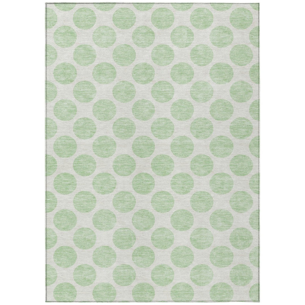 HomeRoots 5' Playful Mint Green and Ivory Polka Dot Area Rug – Durable, Washable Décor for Indoor and Outdoor Spaces 9' X 12' 614921