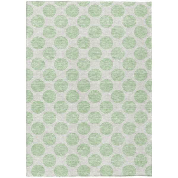 HomeRoots 5' Playful Mint Green and Ivory Polka Dot Area Rug – Durable, Washable Décor for Indoor and Outdoor Spaces 9' X 12' 614921