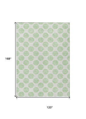 HomeRoots 5' Playful Mint Green and Ivory Polka Dot Area Rug – Durable, Washable Décor for Indoor and Outdoor Spaces 10' X 14' 614922