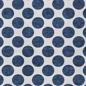 HomeRoots 5' Navy Blue and Ivory Polka Dot Indoor Outdoor Area Rug - Durable, Washable, Stylish Design for All Spaces 5' X 8' 614924