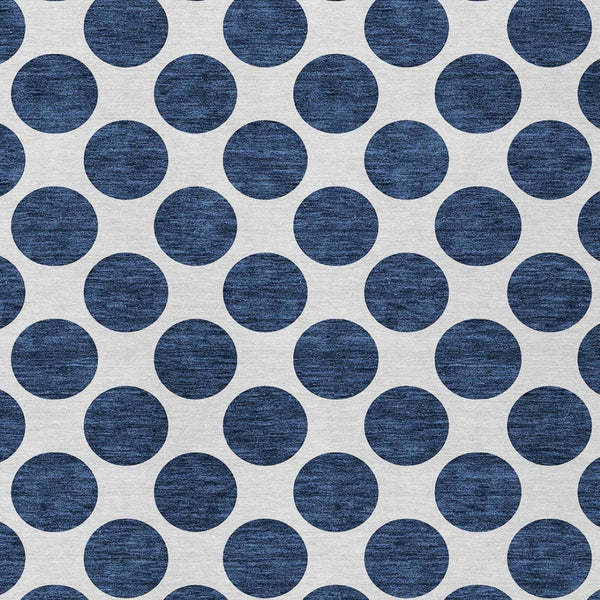 HomeRoots 5' Navy Blue and Ivory Polka Dot Indoor Outdoor Area Rug - Durable, Washable, Stylish Design for All Spaces 5' X 8' 614924