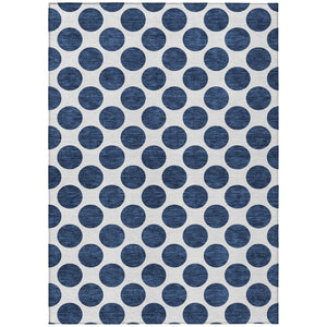 HomeRoots 5' Navy Blue and Ivory Polka Dot Indoor Outdoor Area Rug - Durable, Washable, Stylish Design for All Spaces 8' X 10' 614926