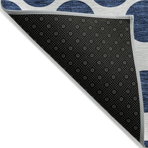 HomeRoots 5' Navy Blue and Ivory Polka Dot Indoor Outdoor Area Rug - Durable, Washable, Stylish Design for All Spaces 8' X 10' 614926