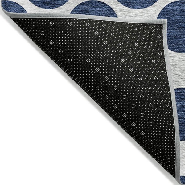 HomeRoots 5' Navy Blue and Ivory Polka Dot Indoor Outdoor Area Rug - Durable, Washable, Stylish Design for All Spaces 8' X 10' 614926