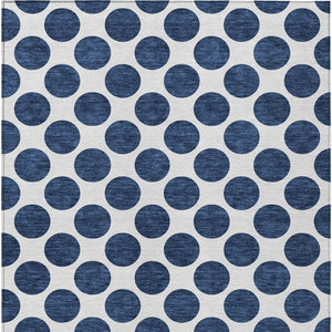 HomeRoots 5' Navy Blue and Ivory Polka Dot Indoor Outdoor Area Rug - Durable, Washable, Stylish Design for All Spaces 8' X 10' 614926