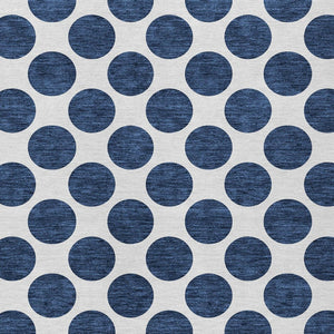 HomeRoots 5' Navy Blue and Ivory Polka Dot Indoor Outdoor Area Rug - Durable, Washable, Stylish Design for All Spaces 10' X 14' 614928