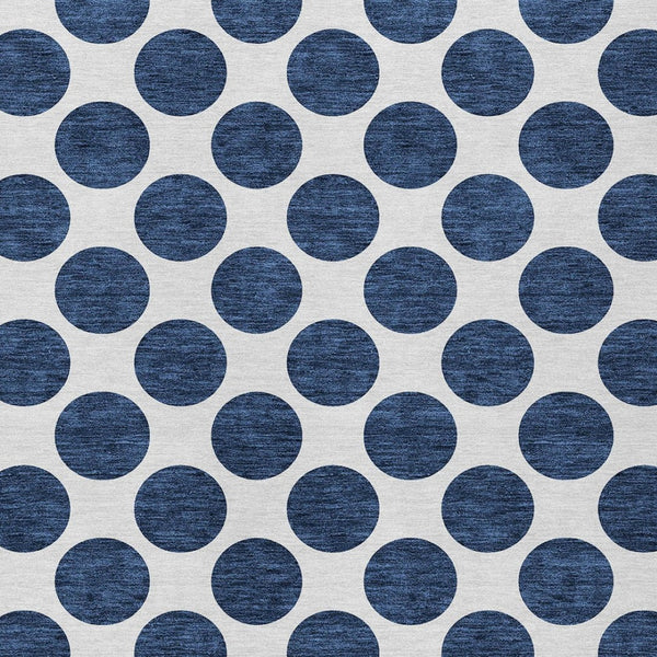 HomeRoots 5' Navy Blue and Ivory Polka Dot Indoor Outdoor Area Rug - Durable, Washable, Stylish Design for All Spaces 10' X 14' 614928