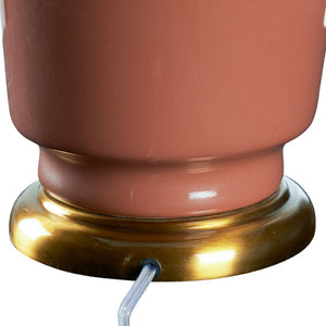 Wildwood Emma Terracotta Ceramic Table Lamp With Antique Brass Base, Drum Shade & Geometric Gold Finial Red 61493
