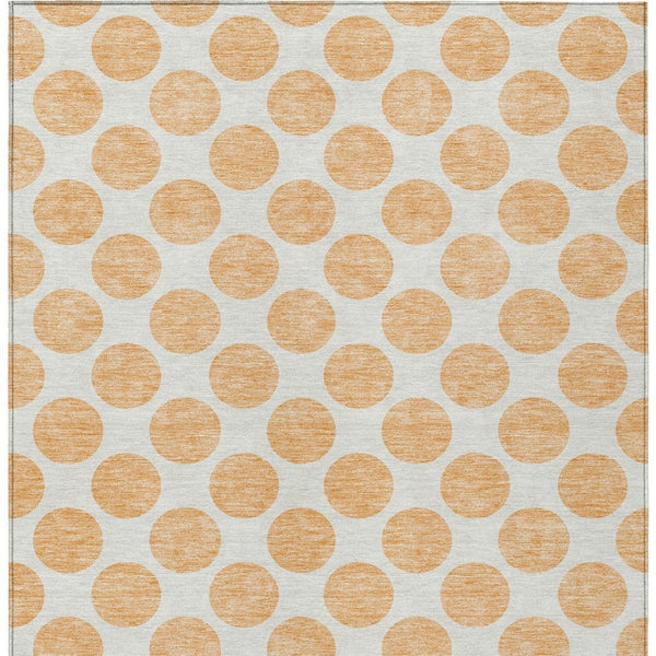 HomeRoots 5' Peach and Ivory Polka Dot Washable Area Rug for Indoor & Outdoor High-Traffic Spaces 5' X 8' 614930