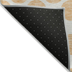 HomeRoots 5' Peach and Ivory Polka Dot Washable Area Rug for Indoor & Outdoor High-Traffic Spaces 5' X 8' 614930