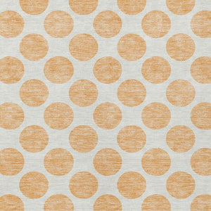 HomeRoots 5' Peach and Ivory Polka Dot Washable Area Rug for Indoor & Outdoor High-Traffic Spaces 5' X 8' 614930