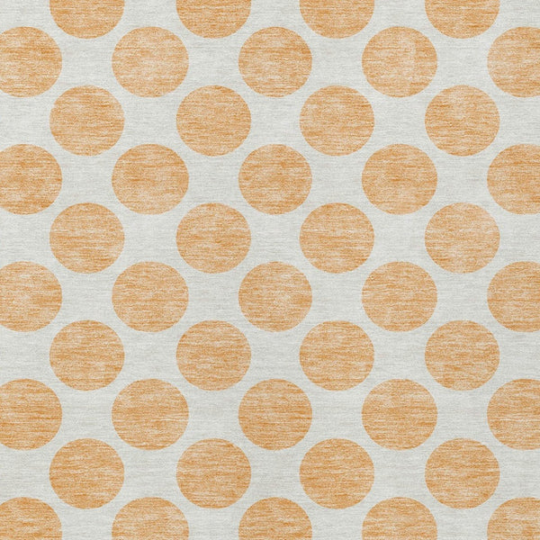 HomeRoots 5' Peach and Ivory Polka Dot Washable Area Rug for Indoor & Outdoor High-Traffic Spaces 5' X 8' 614930