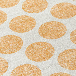 HomeRoots 5' Peach and Ivory Polka Dot Washable Area Rug for Indoor & Outdoor High-Traffic Spaces 8' Round 614931