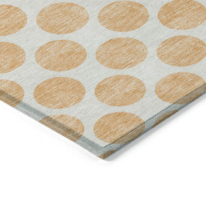 HomeRoots 5' Peach and Ivory Polka Dot Washable Area Rug for Indoor & Outdoor High-Traffic Spaces 8' X 10' 614932
