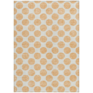 HomeRoots 5' Peach and Ivory Polka Dot Washable Area Rug for Indoor & Outdoor High-Traffic Spaces 9' X 12' 614933