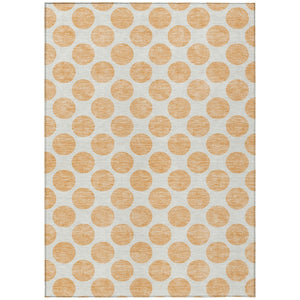 HomeRoots 5' Peach and Ivory Polka Dot Washable Area Rug for Indoor & Outdoor High-Traffic Spaces 9' X 12' 614933