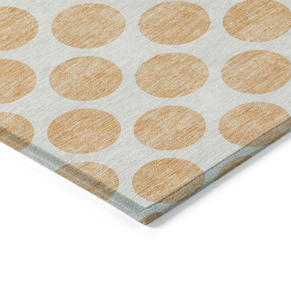 HomeRoots 5' Peach and Ivory Polka Dot Washable Area Rug for Indoor & Outdoor High-Traffic Spaces 9' X 12' 614933