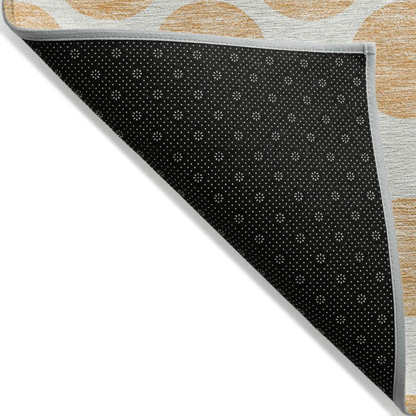 HomeRoots 5' Peach and Ivory Polka Dot Washable Area Rug for Indoor & Outdoor High-Traffic Spaces 10' X 14' 614934