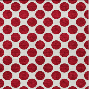 HomeRoots 5' Polka Dot Washable Area Rug in Red and Ivory - Durable, Stain-Resistant for Indoor/Outdoor Use 5' X 8' 614936