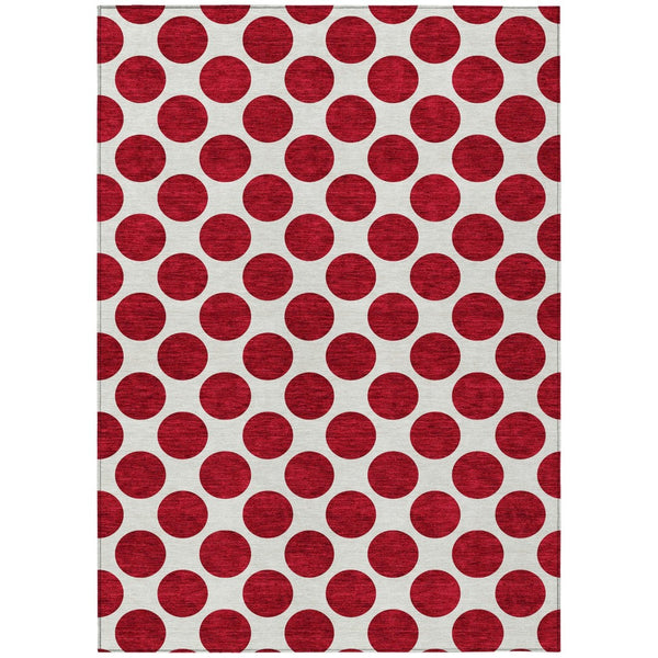 HomeRoots 5' Polka Dot Washable Area Rug in Red and Ivory - Durable, Stain-Resistant for Indoor/Outdoor Use 5' X 8' 614936