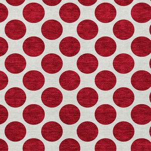 HomeRoots 5' Polka Dot Washable Area Rug in Red and Ivory - Durable, Stain-Resistant for Indoor/Outdoor Use 5' X 8' 614936