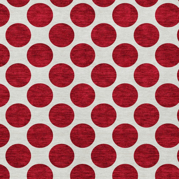 HomeRoots 5' Polka Dot Washable Area Rug in Red and Ivory - Durable, Stain-Resistant for Indoor/Outdoor Use 5' X 8' 614936