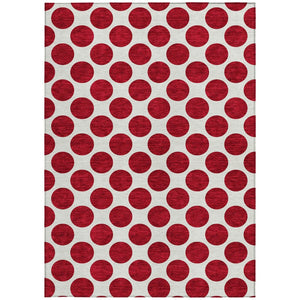 HomeRoots 5' Polka Dot Washable Area Rug in Red and Ivory - Durable, Stain-Resistant for Indoor/Outdoor Use 8' X 10' 614938