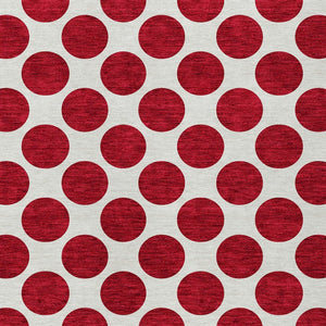HomeRoots 5' Polka Dot Washable Area Rug in Red and Ivory - Durable, Stain-Resistant for Indoor/Outdoor Use 9' X 12' 614939