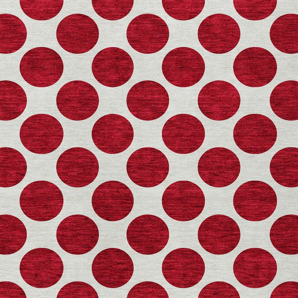 HomeRoots 5' Polka Dot Washable Area Rug in Red and Ivory - Durable, Stain-Resistant for Indoor/Outdoor Use 9' X 12' 614939
