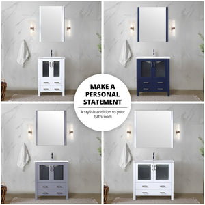 English Elm Navy Blue Bath Vanity: 30" W X 18.25" D With Elegant White Ceramic Top & Ample Storage Space B2731P260427