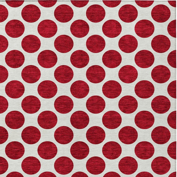 HomeRoots 5' Polka Dot Washable Area Rug in Red and Ivory - Durable, Stain-Resistant for Indoor/Outdoor Use 10' X 14' 614940