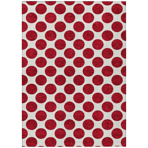 HomeRoots 5' Polka Dot Washable Area Rug in Red and Ivory - Durable, Stain-Resistant for Indoor/Outdoor Use 10' X 14' 614940