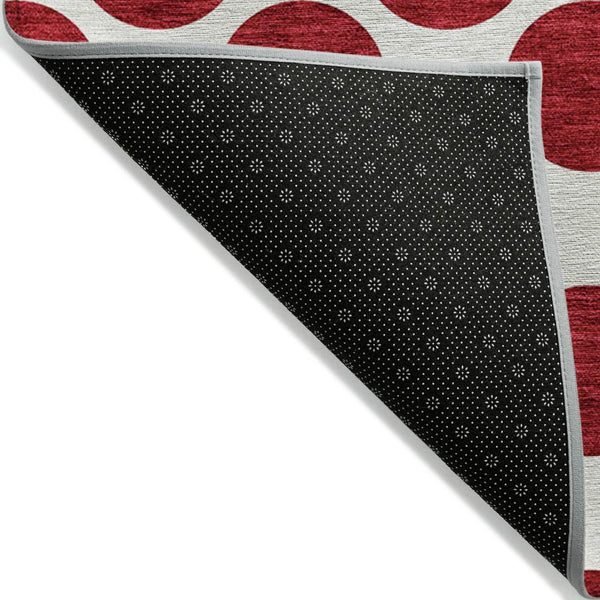 HomeRoots 5' Polka Dot Washable Area Rug in Red and Ivory - Durable, Stain-Resistant for Indoor/Outdoor Use 10' X 14' 614940